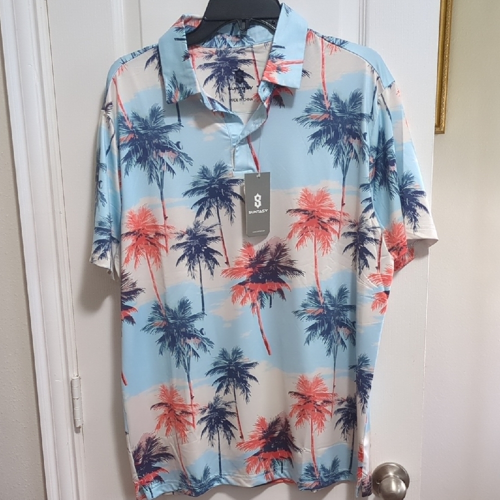 Suntasy Coastal Dreaming Golf Shirt Size Large